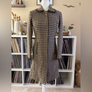 Vintage Coach Leatherware Size XS Houndstooth Tweed Wool Blend Turn Lock Coat